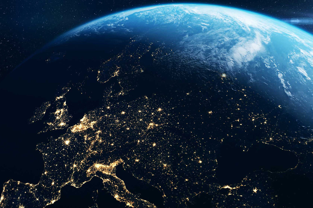 Satelitbild över Europa