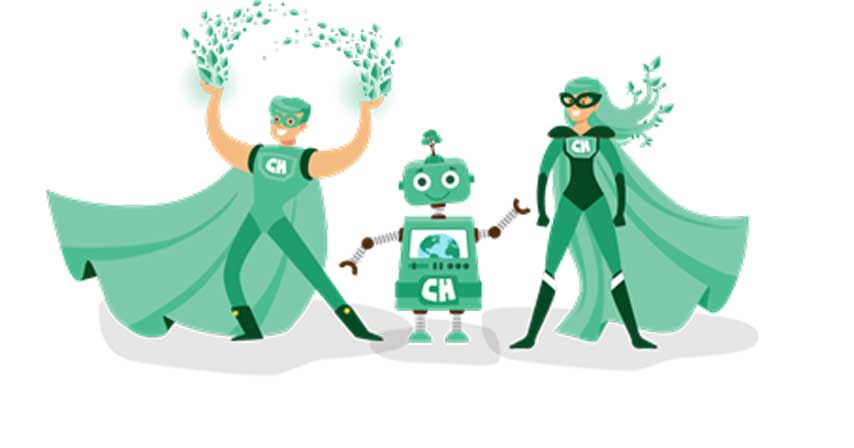 Gröna superhjältar och en robot